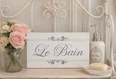 Targa Legno Le Bain Insegna Shabby