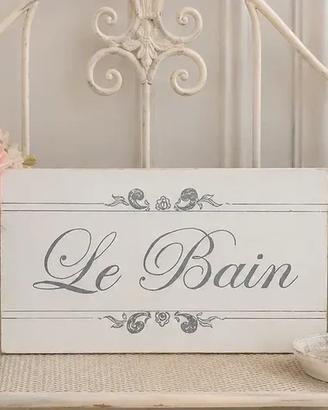 Targa Legno Le Bain Insegna Shabby