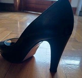 Scarpe décolleté donna vera pelle  blu