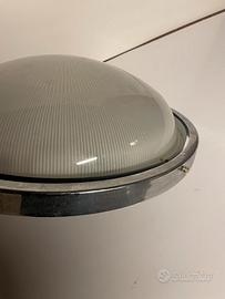 Lampada anni 60 acciaio e vetro