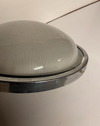 Lampada anni 60 acciaio e vetro