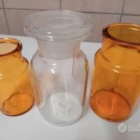 3 VECCHI VASI BOTTIGLIE VETRO FARMACIA VINTAGE 