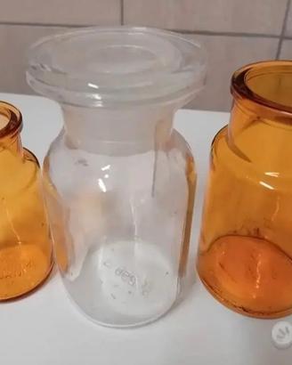 3 VECCHI VASI BOTTIGLIE VETRO FARMACIA VINTAGE 