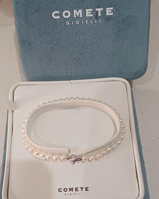 Bracciale perle e oro bianco 750,18kt Comete 