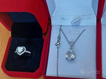 moissanite naturale  ciondolo e anello 