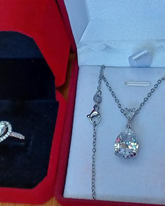 moissanite naturale  ciondolo e anello 