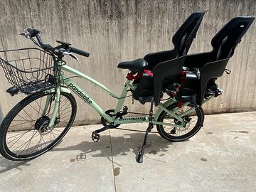 Bici Pandabike elettrica cargo 2 ruote 2 seggiolin
