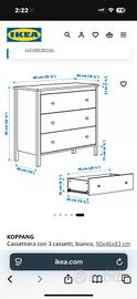 cassettiera 3 cassetti ikea kappang bianca