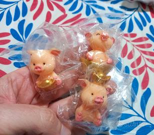 3 Maialini Portafortuna in resina