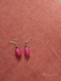 Orecchini donna con pietra rosso e oro
