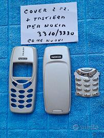 Cover 2 pz, x Nokia 3310/30+tastiera  argento met