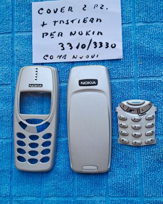 Cover 2 pz, x Nokia 3310/30+tastiera  argento met