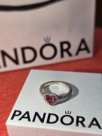 Anello Pandora cuore rosso Argento 925 - Taglia 50