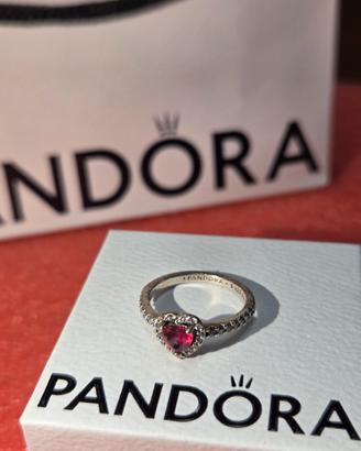 Anello Pandora cuore rosso Argento 925 - Taglia 50