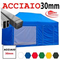 Gazebo 3x6 blu pieghevole ACCIAIO laterali