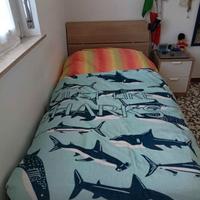 Letto singolo contenitore + materasso + comodino