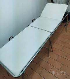 Lettino estetico cuscino bianco e acciaio 