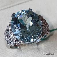 ANELLO ORO 18kt. DIAMANTI ED ACQUAMARINA ct. 6,67