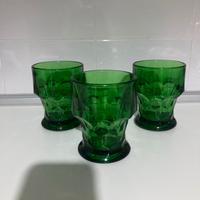 3 bicchieri vetro verde vintage
