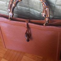 Borsa vintage in pelle manici in bambù serapian