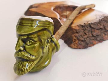 Pipa CHIOGGIOTTA testa verde in terracotta