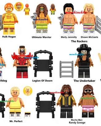 12 minifigure Wrestling WWF smackdown simil Lego