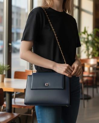 borsa a tracolla con catena vera pelle 