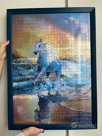 Quadro con puzzle incorniciato con cavallo 