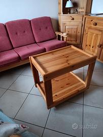 Carrellino/tavolino - legno massello stile rustico