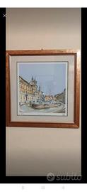 Quadro "Piazza Navona" di Aldo Riso con cornice
