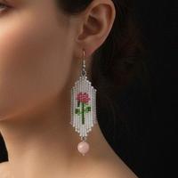 Orecchini artigianali vintage 2000 pietre rosa