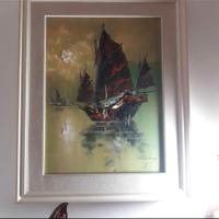 OLIO SU TELA  60 X45  PIU' CORNICE  HONGKONG ANNI 