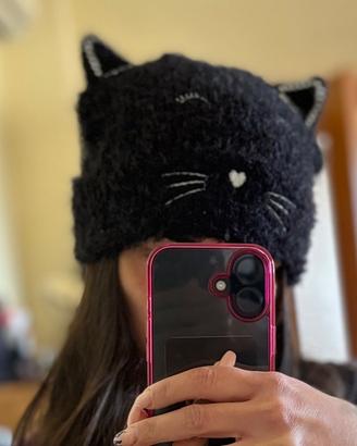 Cappellino con orecchie, gatto nero TERRANOVA