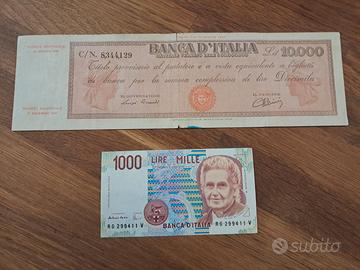 Banconote da 10000 titolo provvisorio + 1000 lire