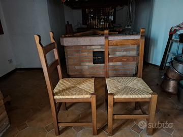 `Lotto 14 Sedie Legno Massello e Paglia