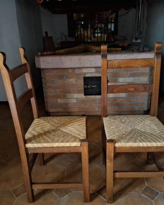 `Lotto 14 Sedie Legno Massello e Paglia