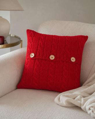 Copri cuscino lavorato a maglia rosso 40x40