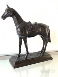 Scultura cavallo in ottone bronzato