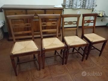 lotto di 4 sedie vintage in legno