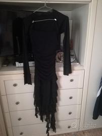 Vestito lungo elasticizzato nero da sera