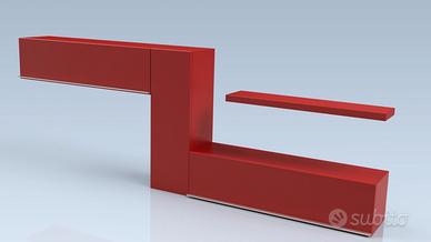 Parete attrezzata sala stile moderno rossa