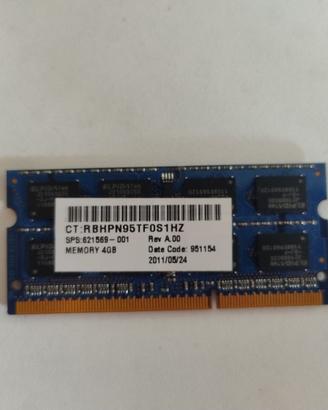 Ram 4GB DDR3 SODIMM per Notebook