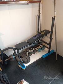 Panca piana con bilanciere manubri più 65kg dipeso