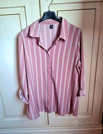 Camicia a righe rosa e bianca