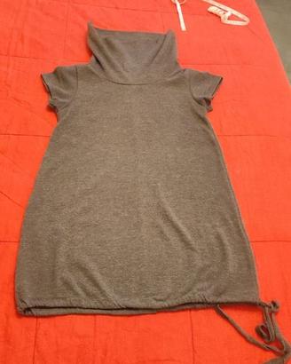 Vestitino lana beige maniche corte collo alto