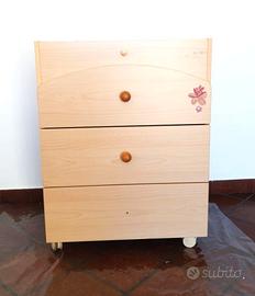 Cassettiera ,Fasciatoio , ruote .Foppa Pedretti