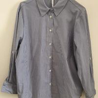 Camicia donna Imperial a righe fini bianche e blu