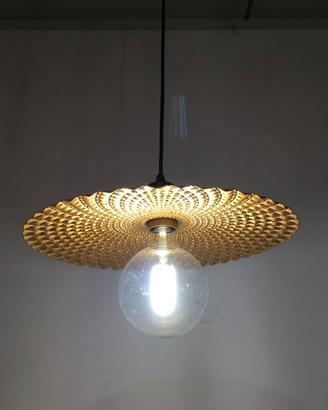Lampadario piatto D.38 metallo oro traforato