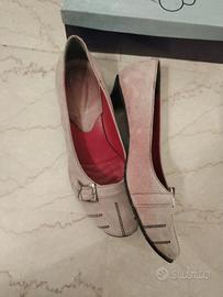 Ballerine in camoscio rosa con fibbia usate