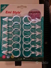 15 confezioni da 12 Ferma tenda in plastica anelli